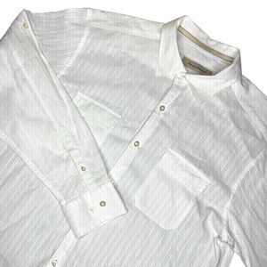 Tommy Bahama Men’s Linen Blend Button Up Shirt Large White Long Sleeve Resort